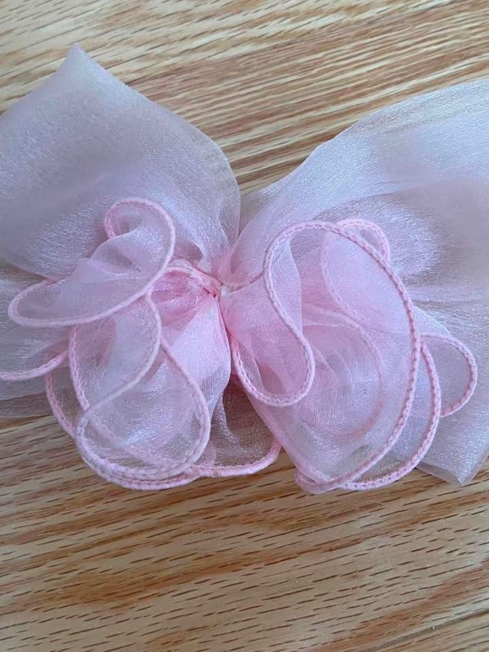 Sheer Pink Organza Hair Bow